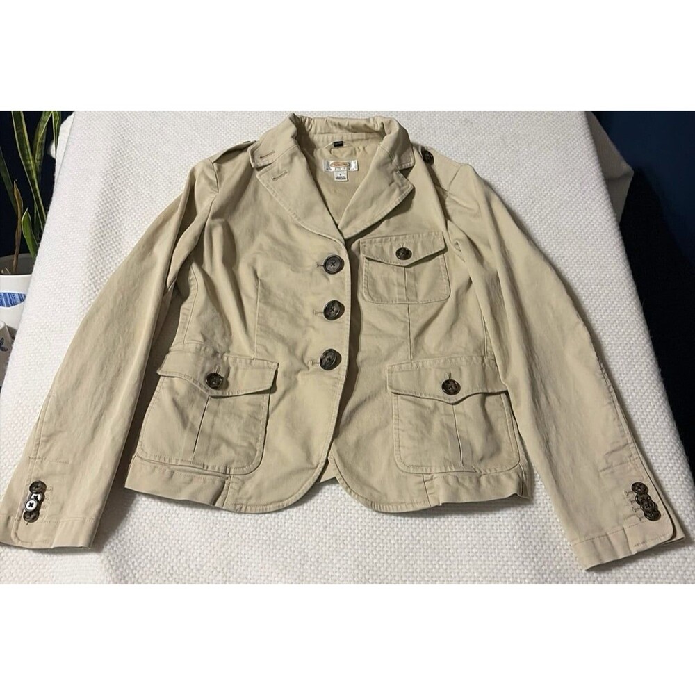 Talbots Petites Women’s Khaki Utility Safari Jacket Blazer Size 6